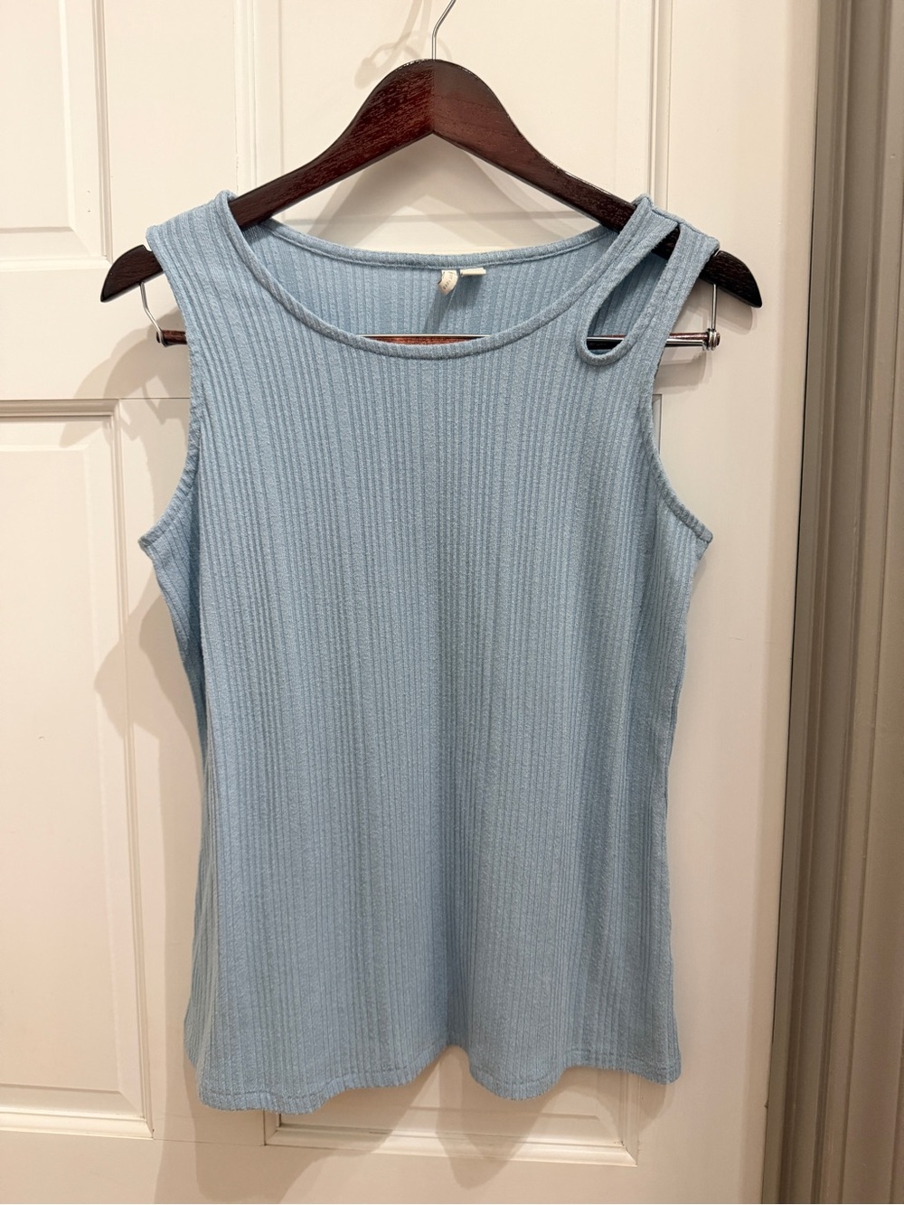 Cato Sky Blue Ribbed One-Shoulder Tank Top